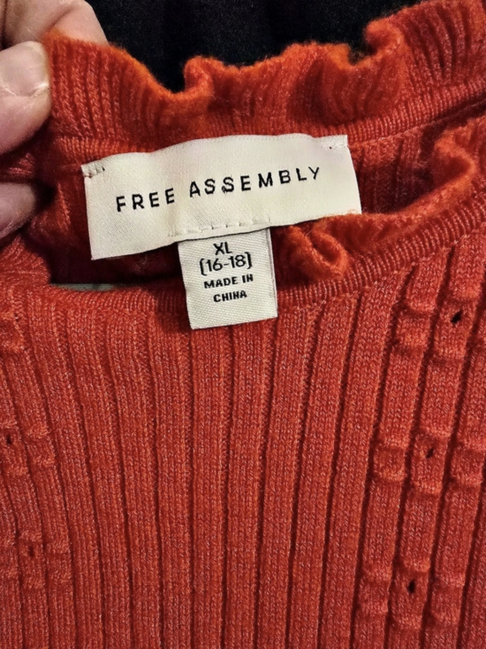 Free Assembly Ribbed Ruffle Tank in Orange Size XL Like New - Picture 4 of 7
